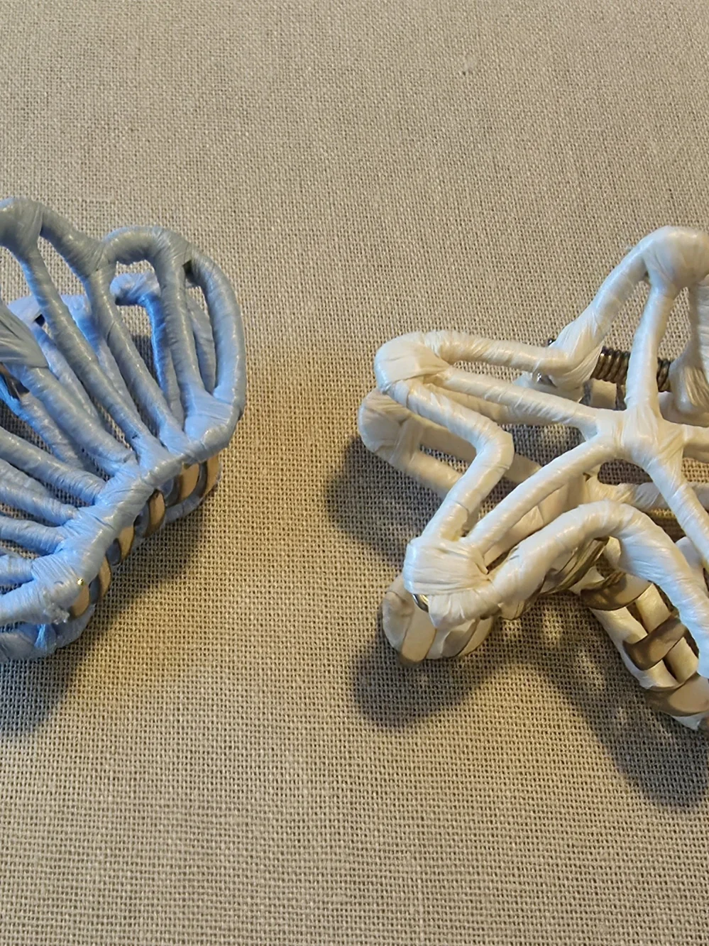 J.Crew Woven Star & Shell Hair Clips in White and Light Blue